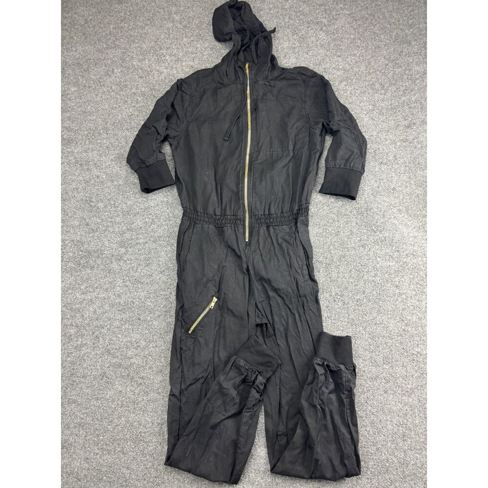 Betabrand Jumpsuit Womens Small Black Hooded Zip Front Tencel Lounge One Piece‎